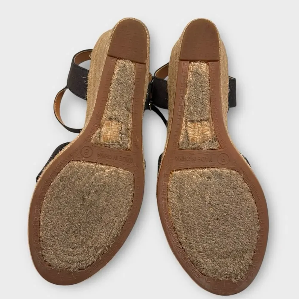 J. CREW Peep-toe wedge Women Sandals Size US 8 Navy espadrille Casual